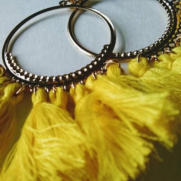 New Bright Yellow Hot Long Sexy Tassel Earrings - Picture 3 of 4